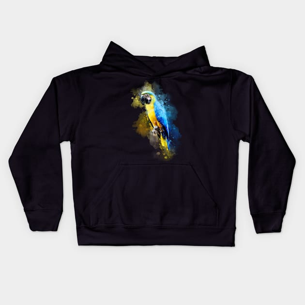 Parrot watercolor Kids Hoodie by Theurgy